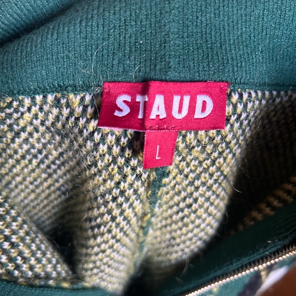 STAUD Green and Cream Argyle Cardigan Set - Picture 3 of 6